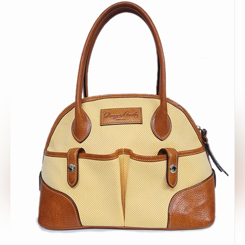 Canvas and Leather Double Zipper Satchel